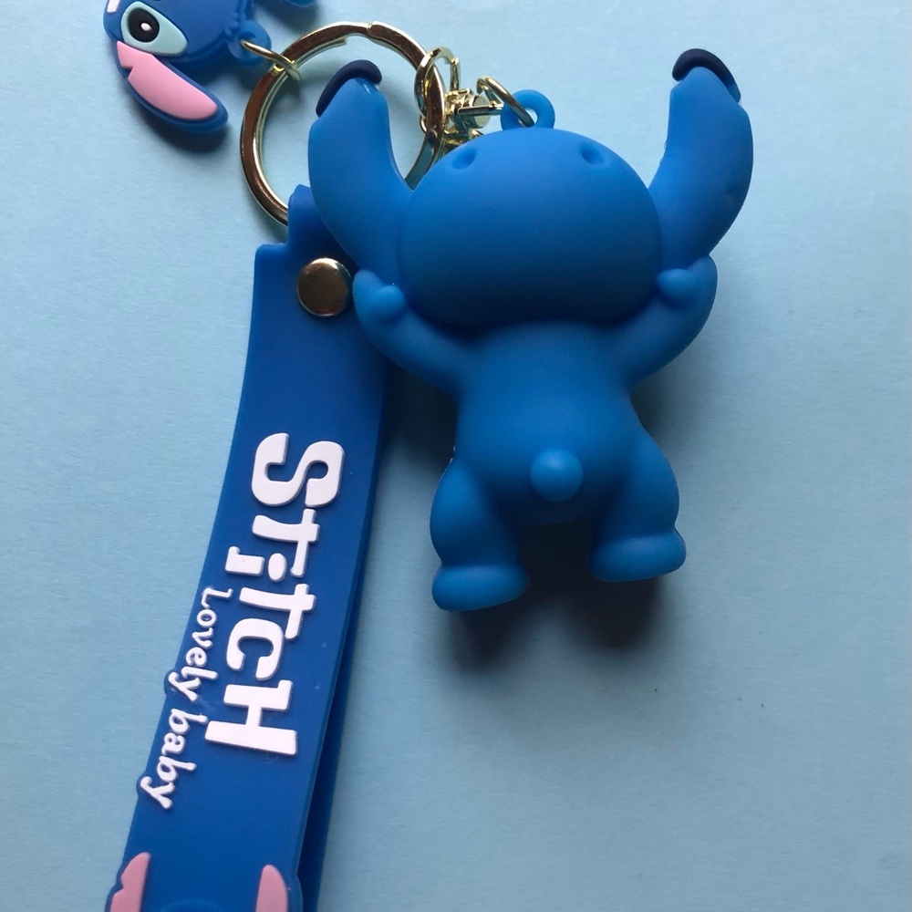 Two (2) Blue Stitch 3D PVC Keychain Key Rings - Picture 3 of 3